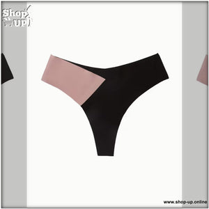 بانتي ليزر ناعم بتصميم يجمع بين اللونين الأسود والوردي الفاتح بدون حواف خياطة.