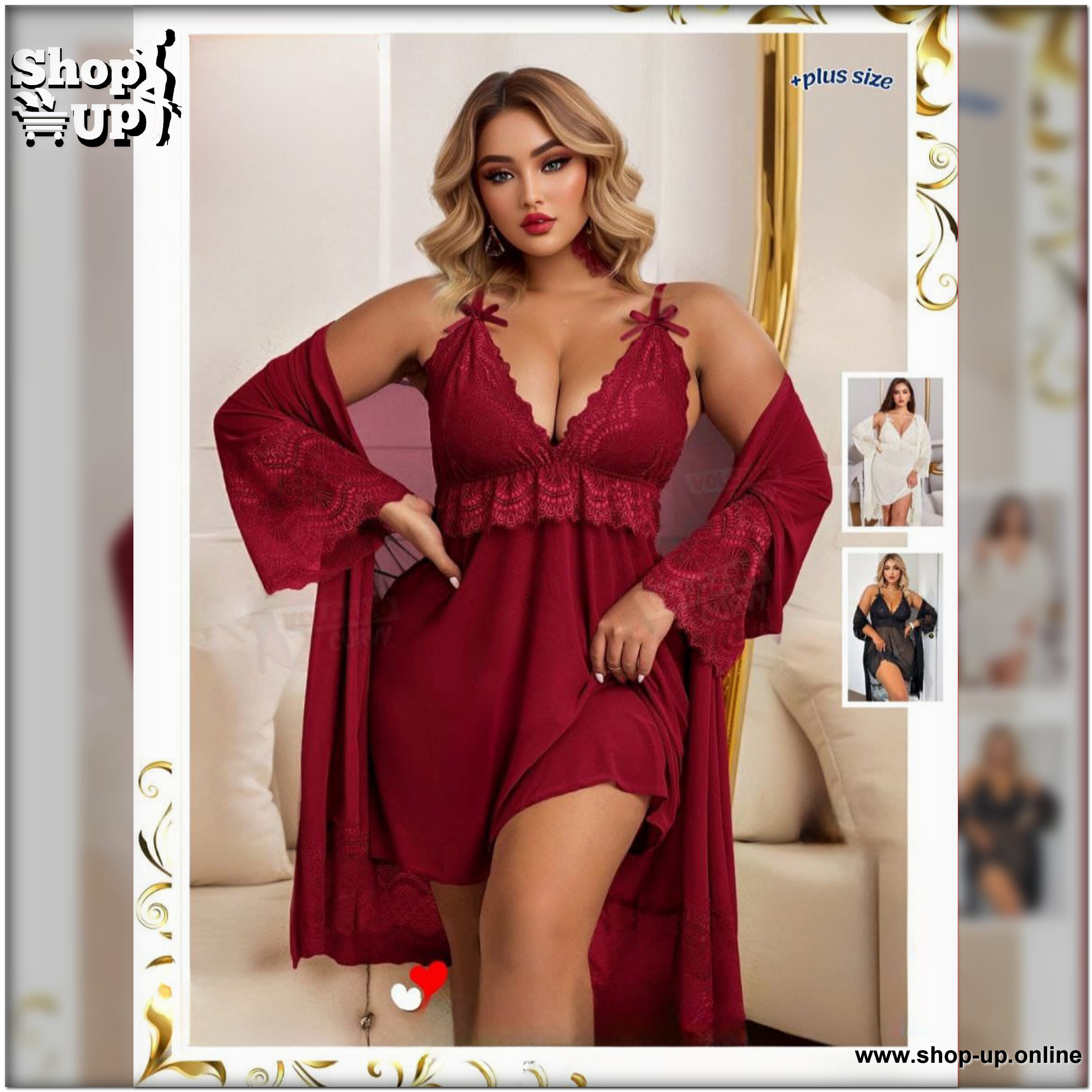 قميص وروب شامل البانتى تل فى دانتيل افضل سعر بيج سايز في مصر - شوب اب اون لاين 2025